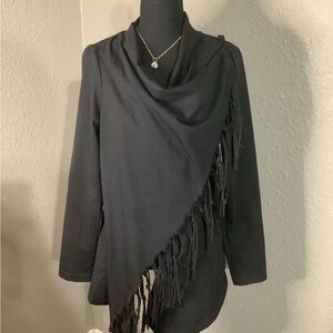 Chic Boutique Black Fringe Blouse‎